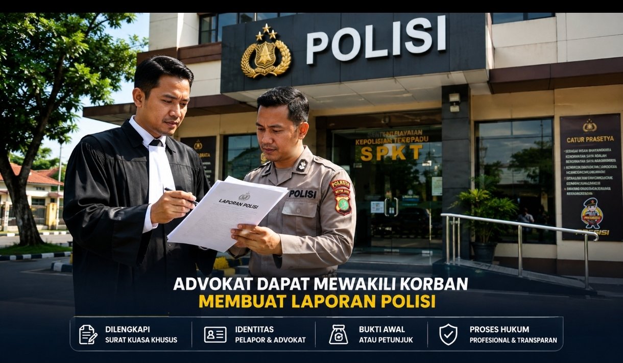 ADVOKAT DAPAT MEWAKILI KORBAN MEMBUAT LAPORAN POLISI DENGAN SURAT KUASA KHUSUS