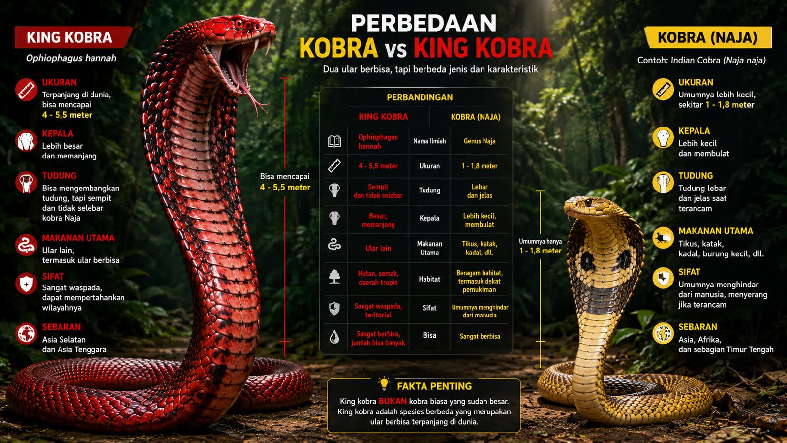 KING KOBRA vs KOBRA: BUKAN SEKADAR BESAR! DUA ULAR BERBISA, DUA DUNIA BERBEDA!