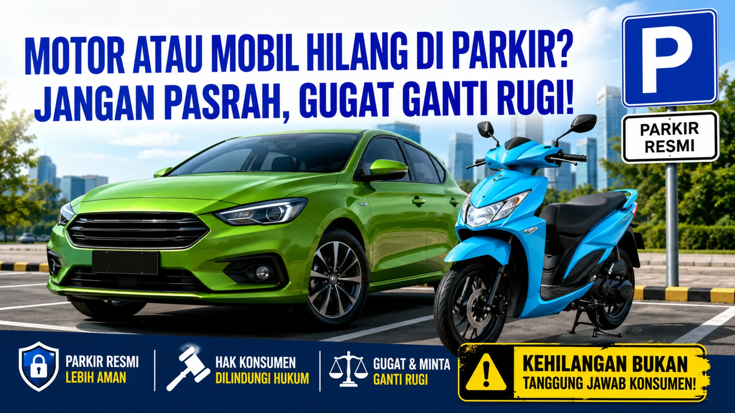 MOTOR ATAU MOBIL HILANG DI PARKIR? JANGAN PASRAH, GUGAT GANTI RUGI!