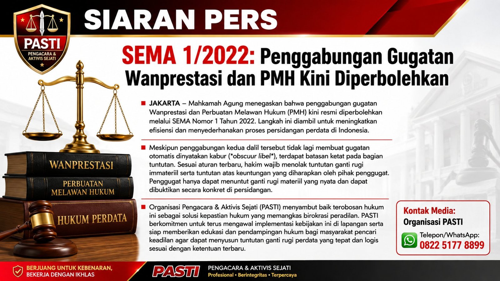 SEMA 1/2022: Penggabungan Gugatan Wanprestasi dan PMH Kini Diperbolehkan
