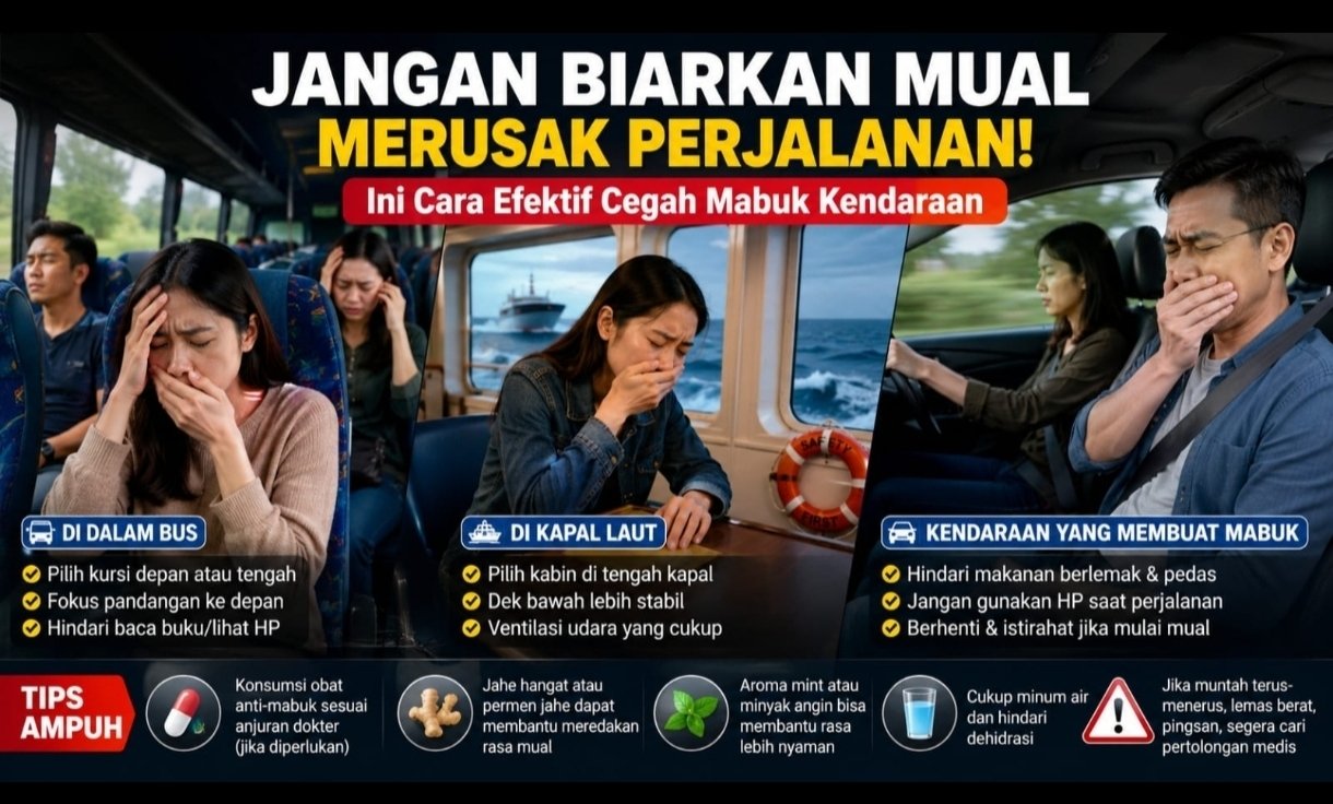 Jangan Biarkan Mual Merusak Perjalanan, Ini Cara Efektif Mencegah Mabuk Kendaraan