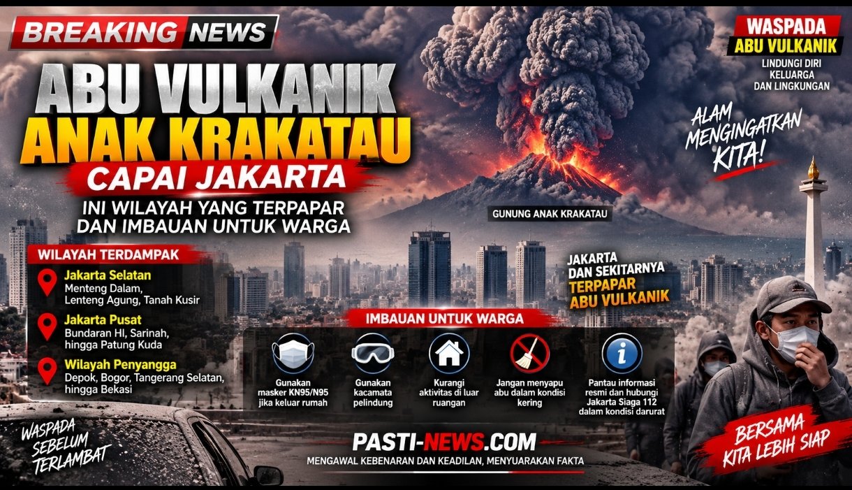 BREAKING NEWS! Abu Vulkanik Anak Krakatau Capai Jakarta, Menteng Dalam, Tanah Kusir, Lenteng Agung hingga Bundaran HI Terpapar