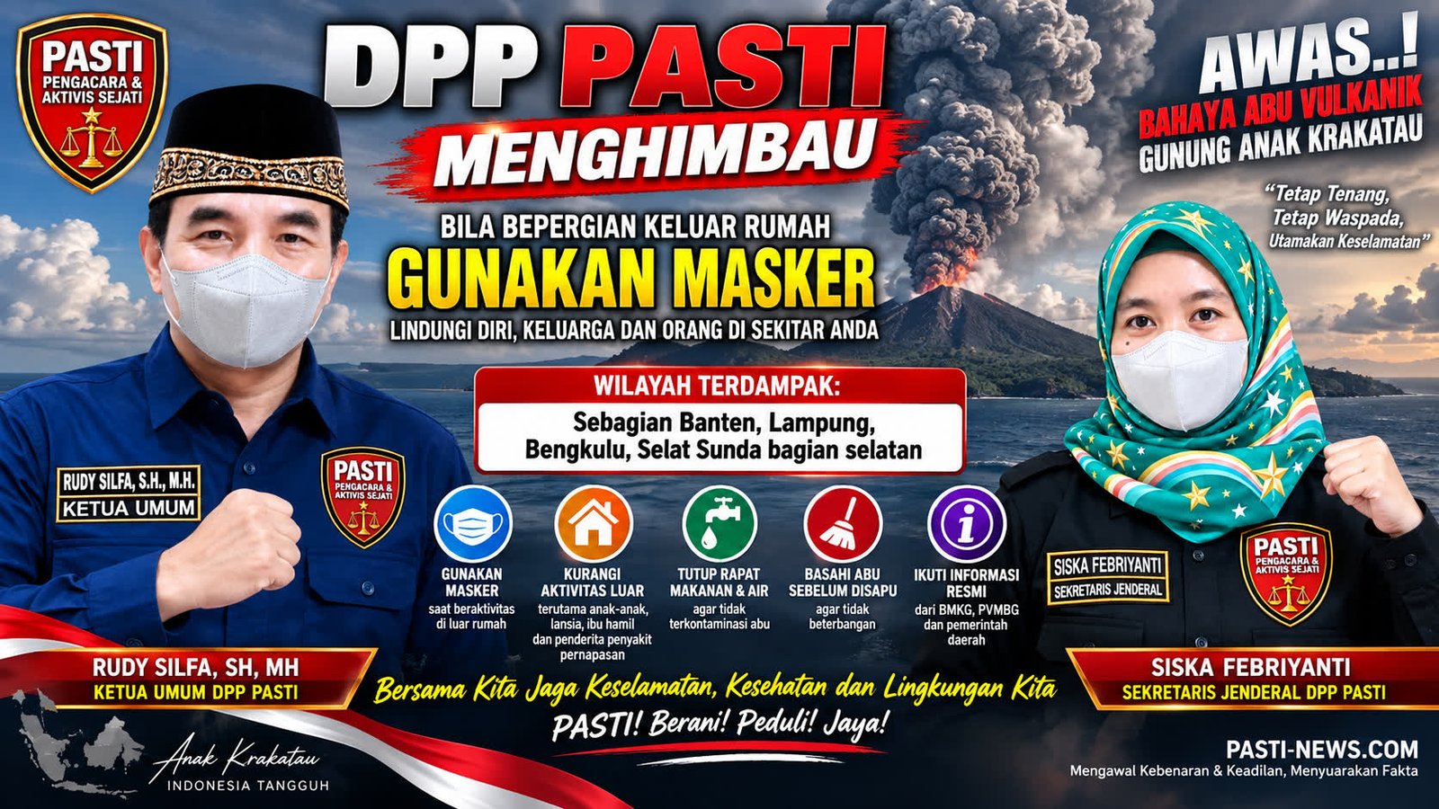 DPP PASTI Imbau Masyarakat Waspada Sebaran Abu Vulkanik Gunung Anak Krakatau