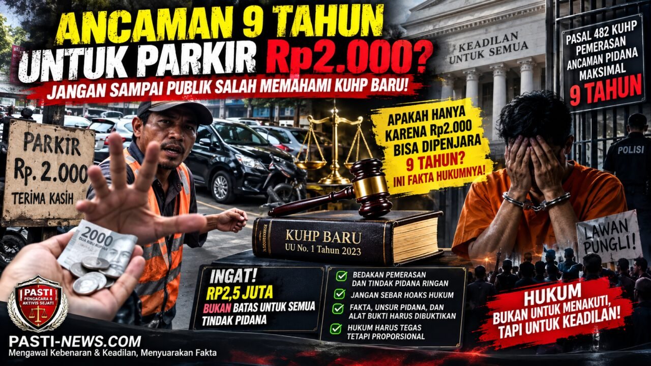 Ancaman 9 Tahun untuk Parkir Rp2.000? PASTI: Jangan Menyesatkan Publik, Bedakan Pemerasan dan Tindak Pidana Ringan